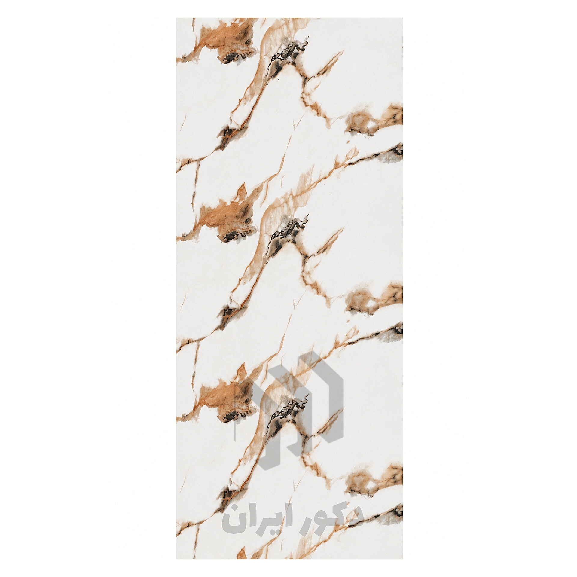 ماربل شیت سفید رگه حنایی و مشکی - ابعاد 120*280